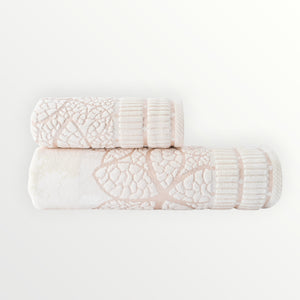 YAPRAK Kadife Banyo Havlusu — Krem