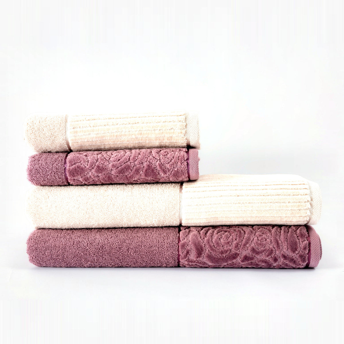 SEVGİ Banyo Takımı — Bej - Mürdüm