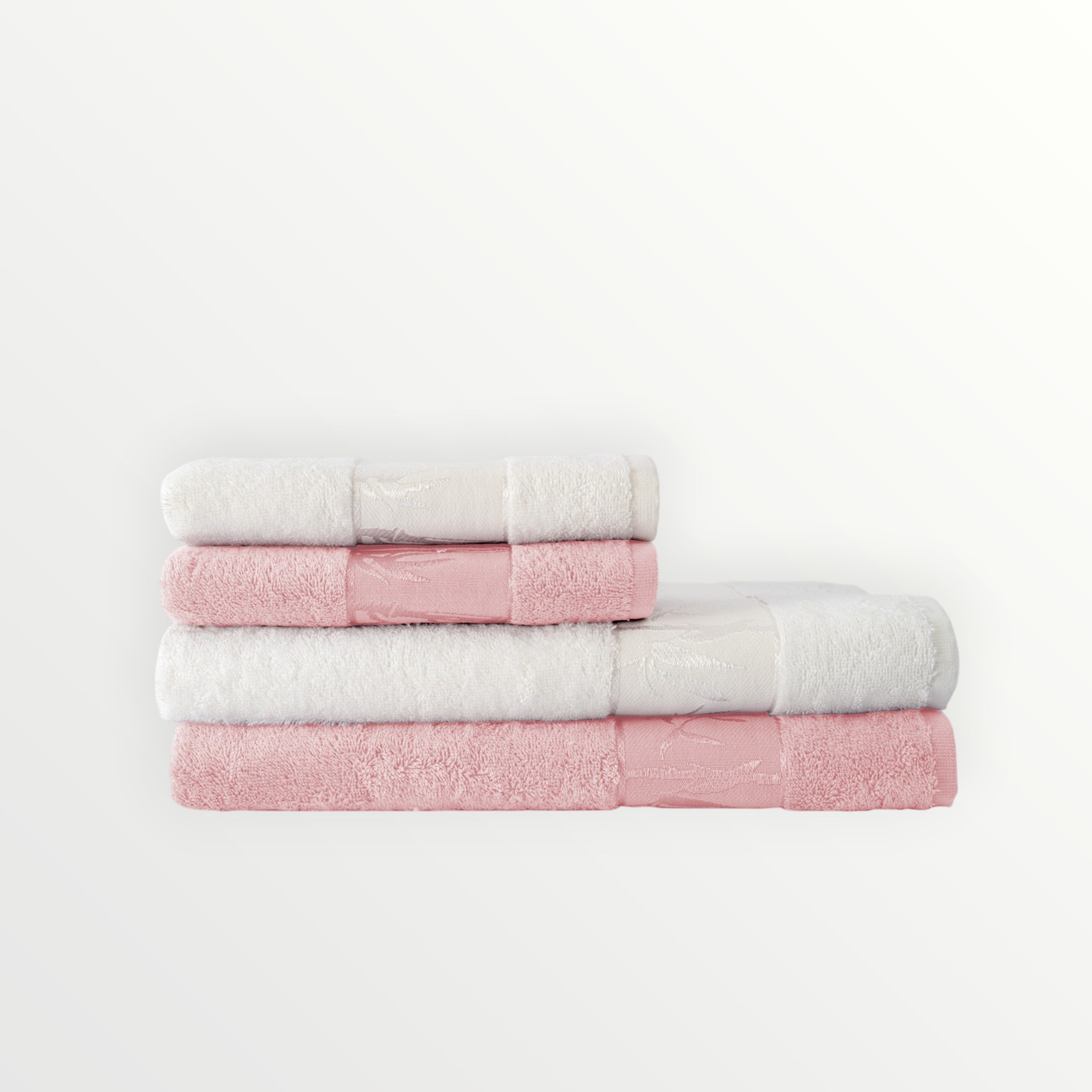 BAMBU Banyo Takımı — Krem - Gül Kurusu