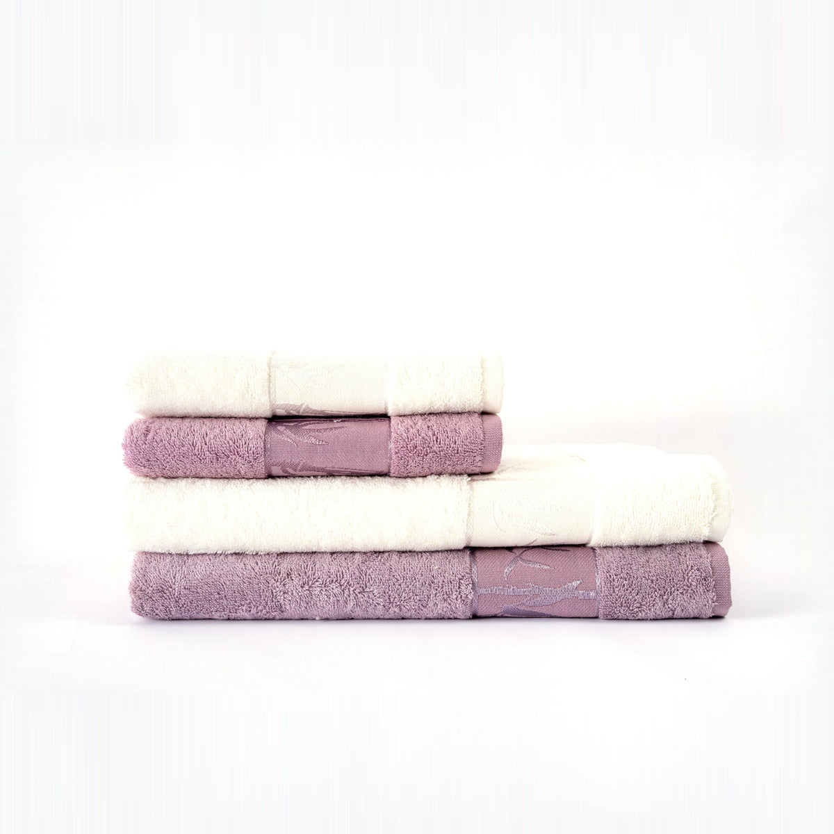 BAMBU Banyo Takımı — Krem - Gül Kurusu