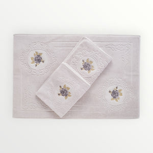 ARMİNA Nakışlı Paspas Takımı — Gri